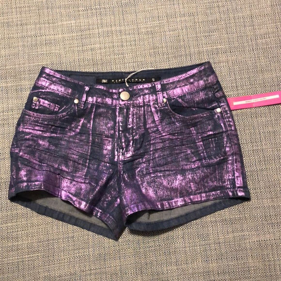 Purple Metallic Shorts - Picture 1 of 2
